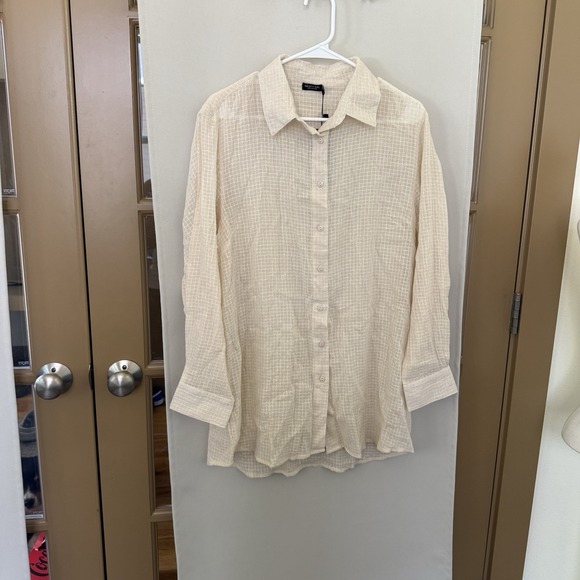 Nasty Gal Tops - Nasty Gal Womens 10 Cream Stone Oversized Cover Up‎ Shirt Long Sleeve Button Up